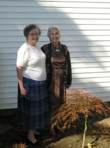 Ruth Caswell and Nancy Mason at the Dedication of the tree in Memory of Chet Caswell - October, 2008